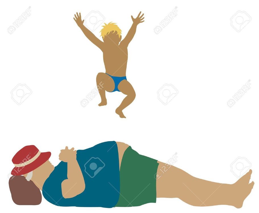 19126001-Editable-cartoon-illustration-of-a-young-boy-jumping-onto-a-sleeping-fat-man-s-belly-Stock-Vector.jpg
